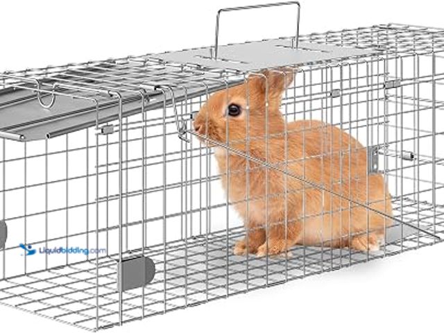 Lot 49-1623718 - VEVOR Live Animal Cage, 24" x 8" x 8" Humane Cat Cage Galvanized Iron, Folding Animal Cage with Hand...