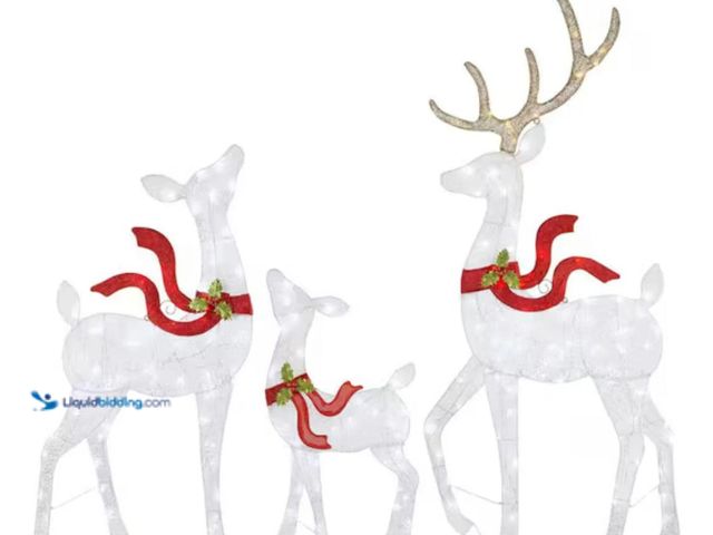 Lot 49-1541771 - Home Accents Holiday 3 Piece LED Deer Family, Indoor/Outdoor, 185 Warm White and 20 Red LED Lights, ...