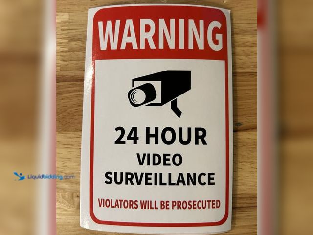 Lot 49-1792526 - New 10 pcs 4x6 warning, 24 hour video surveillance violators will be prosecuted  adhesive sticker