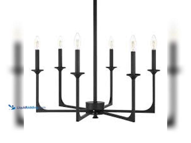 Lot 49-5407122 - Hampton Bay Highgate 6-Light Matte Black Chandelier without Glass Shade. Model # LBP9106AX-02. Unuse...