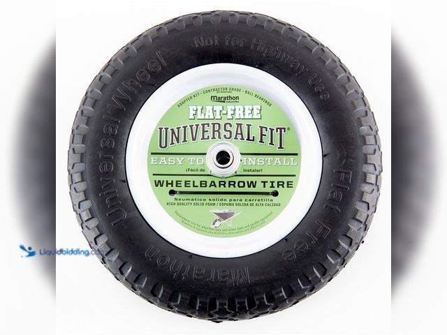 Lot 49-5556952 - Marathon
14.5 in. Flat Free Universal Wheelbarrow Wheel. Model # 00270. Unused