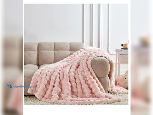 Lot 49-3432662 - 60x80 Inches Ultra-Soft Fuzzy Faux Fur Plush Twin Size Blanket - Thick, Warm Sherpa for Couch, Sofa,...