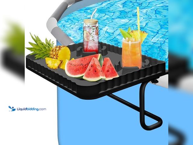 Lot 49-3522073 - Pool Bar, Above Ground Pool Bar with 2 Drink Cup Holders,Poolside Table for Drinks & Snacks,Fits 3" ...