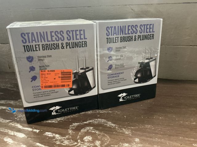 Lot 49-5554047 - TOILETTREE PRODUCTS Stainless Steel Toilet Plunger and Bowl Brush Combo for Bathroom Cleaning with H...