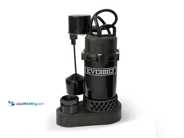 Lot 49-1569456 - Everbilt 1/4 HP Aluminum Submersible Sump Pump Vertical Switch, Model # HDSP25V, Unused.  Ref#HDPA01...