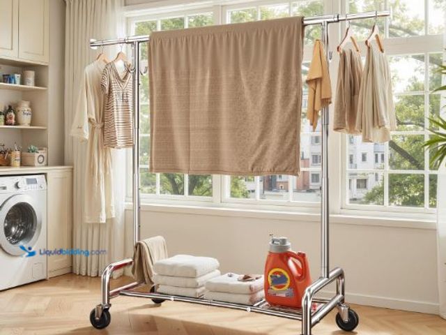 Lot 49-1553958 - Raybee 75" W Heavy Duty Clothes Rack Load 450 LBS, Metal Garment Storage with Shelf, Lockable Wheels...