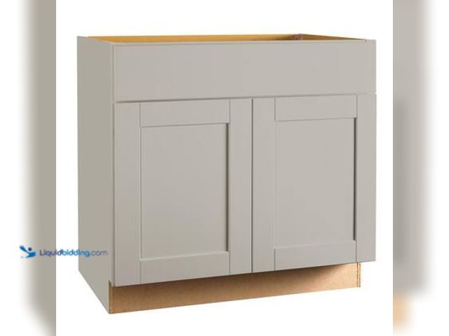 Lot 49-5549726 - Hampton Bay Shaker 36 in. W x 24 in. D x 34.5 in. H Assembled Sink Base Kitchen Cabinet in Dove Gray...