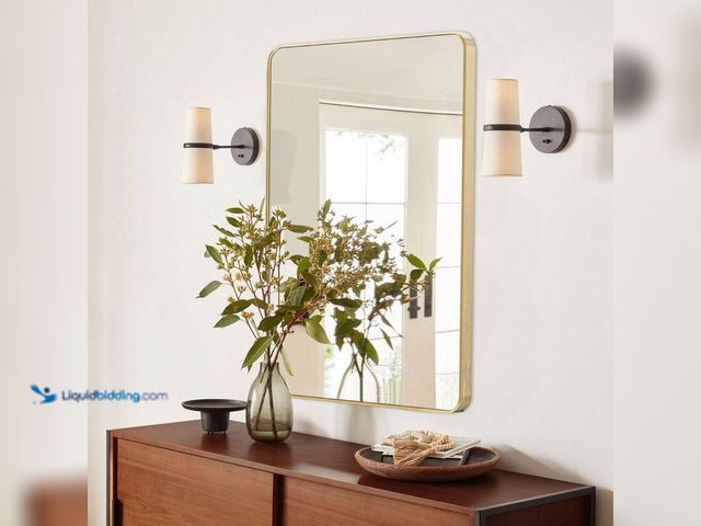 Lot 49-5463201 - LuxHomez
22 in. W x 30.1 in. H Modern Rectangular Aluminum Frame Gold Wall Mirror (Screws Included)...