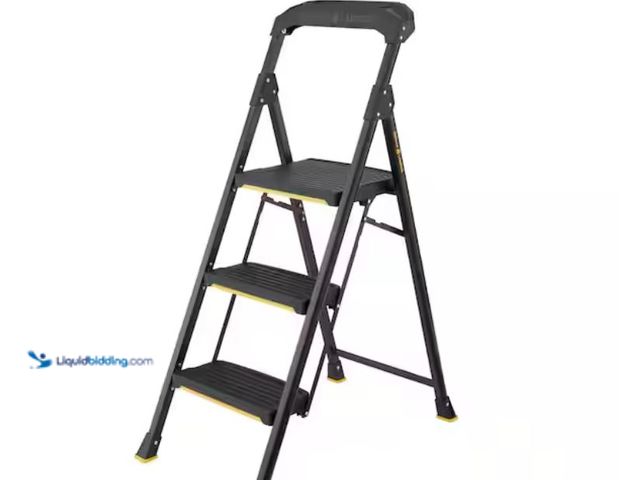 Lot 49-3614458 - Gorilla Ladders 3-Step Pro-Grade Steel Step Stool, 300lbs. Load Capacity Type IA Duty Rating (9ft Re...