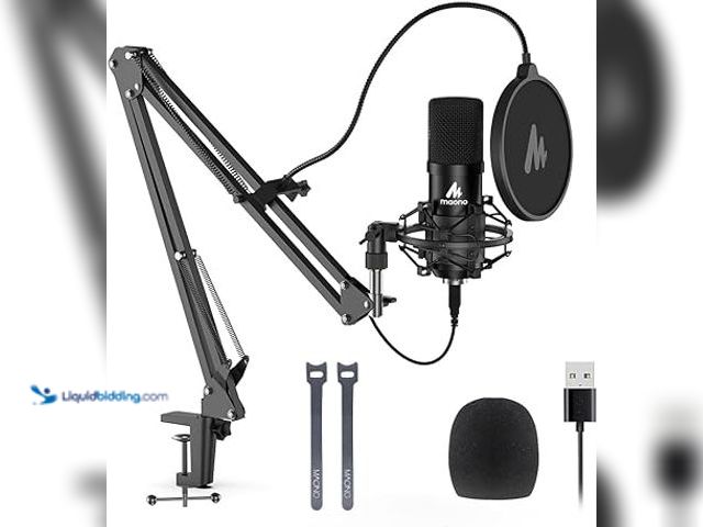 Lot 49-5461128 - USB Microphone, MAONO 192KHZ/24Bit Plug & Play PC Computer Podcast Condenser Cardioid Metal Mic Kit ...