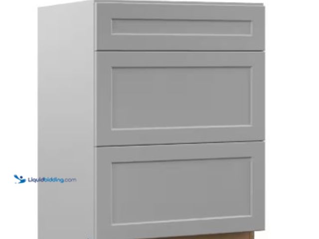Lot 49-1516585 - Hampton Bay Designer Series Melvern Assembled 24x34.5x23.75 in. Drawer Base Kitchen Cabinet in Heron...