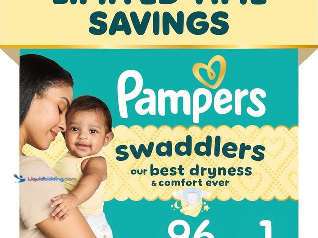 Lot 49-3566686 - Pampers Swaddlers Diapers, Size 1 (8-14 lbs), 96 Count, Fragrance Free, Hypoallergenic, Absorbent, P...