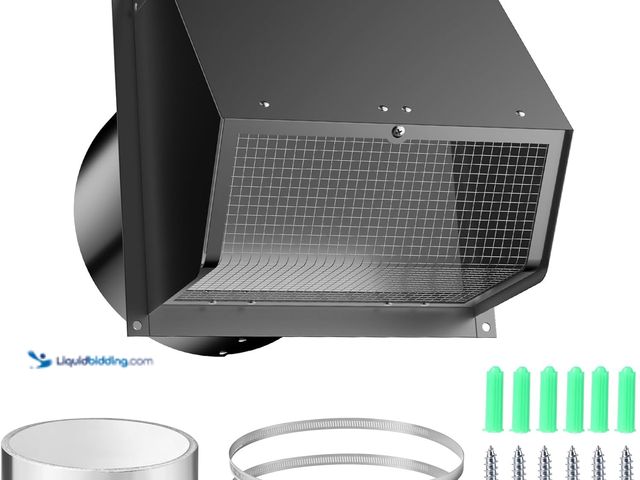 Lot 49-5437931 - Hooded Wall Vent Cover with Screen and Damper, Galvanized Steel Outside Wall Exhaust Vent Cover Cap ...