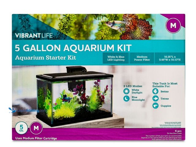 Lot 49-5543067 - Vibrant Life 5 Gallon Aquarium Starter Kit with Blue & White LED Lights. 5 Gal. Unused with attachme...