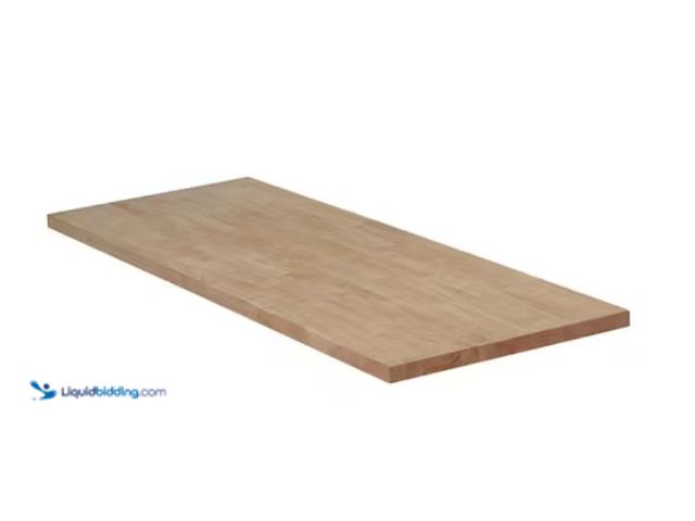 Lot 49-1623497 - Hampton Bay 4 ft. L x 25 in. D Unfinished Hevea Solid Wood Butcher Block Countertop with Standard Ed...