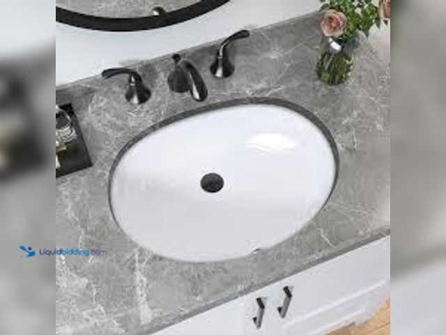 Lot 49-5448343 - Getpro 20 in. Oval Undermount Ceramic Bathroom Sink Porcelain Vitreous China Vanity Vessel Sink in W...