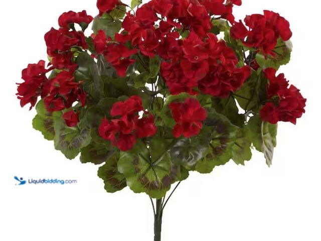 Lot 49-2001065 - Set of (3) Nearly Natural UV Resistant Indoor/Outdoor Geranium Artificial Bush, Model # 6131-S3-RD, ...