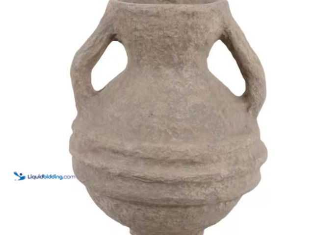 Lot 49-1627298 - Liv & Skye 15 in. Ivory Paper Amphora Sculptural Decorative Vase with Handles Model # 18236-08, Unus...