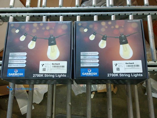 Lot 49-1548451 - Lot of 2 Garibosh 49ft Led Outdoor String Lights, Dimmable Edison Shatterproof Waterproof Patio Ligh...