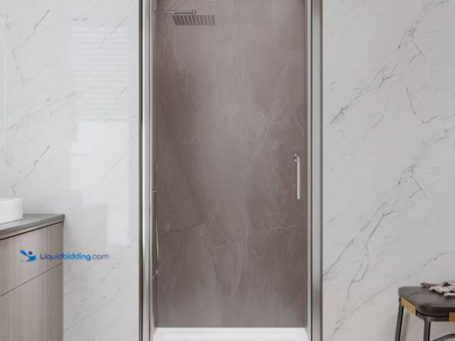 Lot 49-1624605 - MODLAND 34-in to 36-in W x 72-in H Brushed Nickel Semi-Frameless Pivot Swing Shower Door with Clear ...