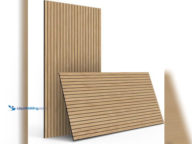 Lot 49-5553385 - 4-Piece Wood Slat Wall Panel for Interior Wall Decor Noise Cancelling 47.2" x 23.6" Peel and Stick A...