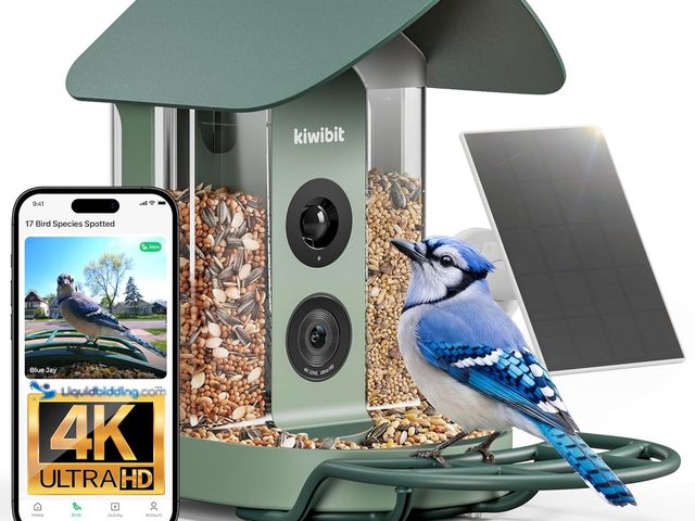 Lot 49-5549762 - Kiwibit Smart Bird Feeder with 4K AI Camera Solar Powered | AI Identification Bird Species 10,000+, ...