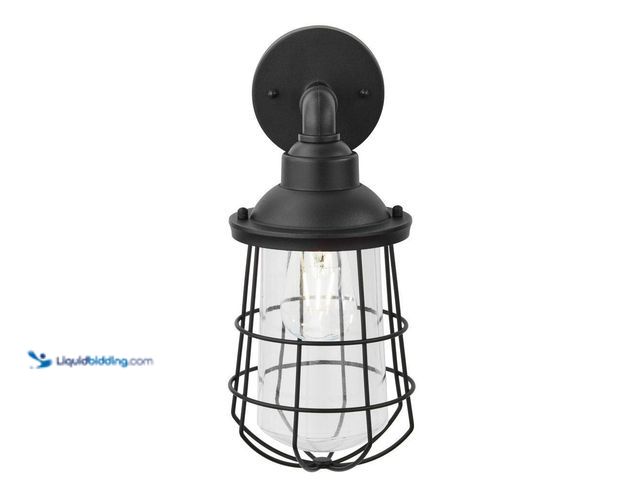 Lot 49-5409081 - 13.48 in. 1-Light Black Hardwired Nautical Outdoor Wall Light Lantern Sconce with No Bulb Included U...
