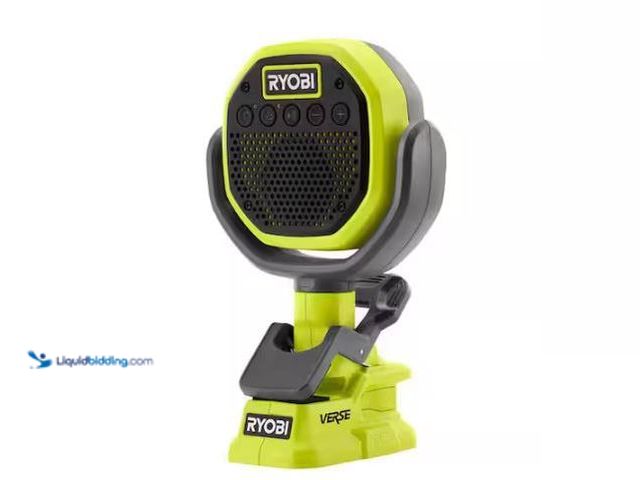 Lot 49-3473070 - RYOBI ONE+ 18V Cordless VERSE Clamp Speaker (Tool Only), Model # PCL615B, Slightly used, Unable to t...