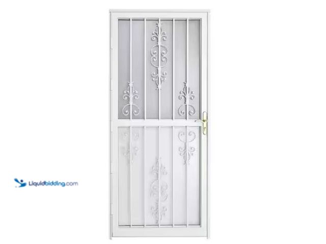 Lot 49-1625597 - Grisham 32 in. x 80 in. 309 Series White PreHung Heritage Steel Security Door, Model # 30932, MSRP: ...