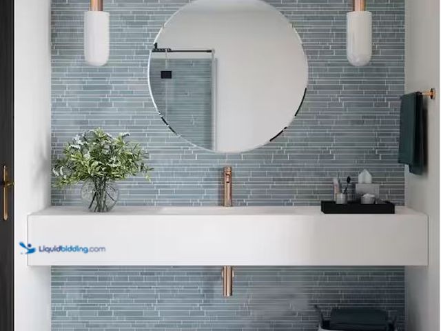 Lot 49-1576728 - Approx (18) sq ft of Jeffrey Court Polar Orbit Blue 11.625 in. x 11.625 in. Interlocking Glossy Glas...