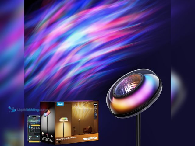 Lot 49-5463357 - Govee Uplighter Floor Lamp for Living Room, RGBIC Ripple Projector, Floor Lamp for Bedroom Works wit...