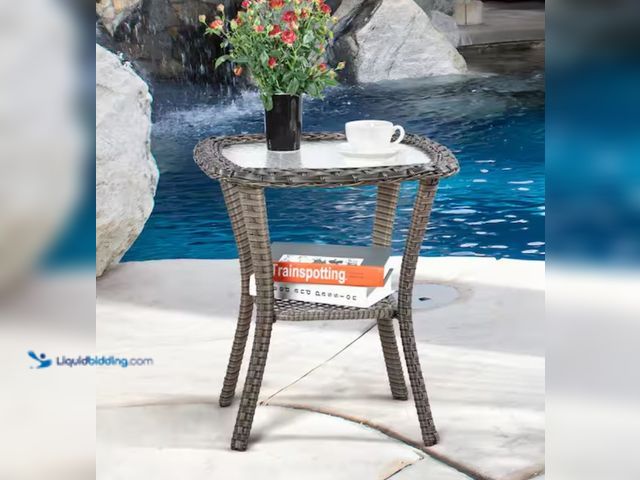 Lot 49-3614536 - Brown Wicker Outdoor Patio Coffee Table Square Side Table, Model # M73-001, Unused.  Ref#HD0716