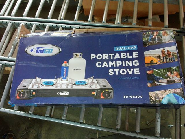 Lot 49-1548572 - Sedco Dual-Gas Portable Camping Stove. Double Burner. Model# SD-GS200. Used. Regulator Connector Bro...
