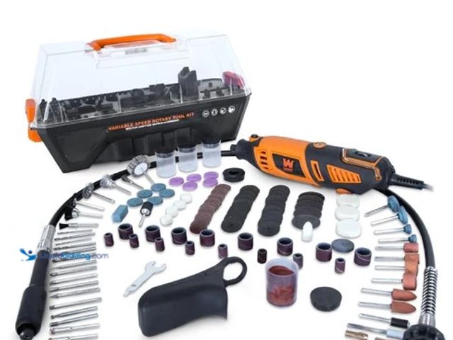 Lot 49-2004534 - WEN 1.3-Amp Variable Speed Steady-Grip Rotary Tool with 190-Piece Accessory Kit, Flex Shaft, and Car...