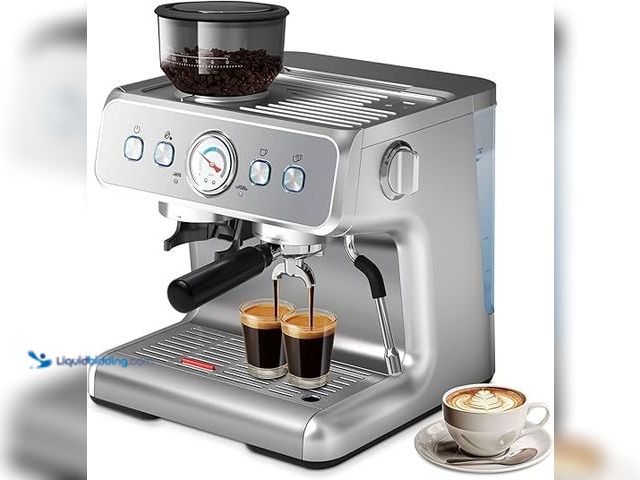 Lot 49-5407736 - Espresso Machine, 15 Bar Semi-Automatic Espresso Machine with Grinder & Milk Frother Steam Wand, 135...