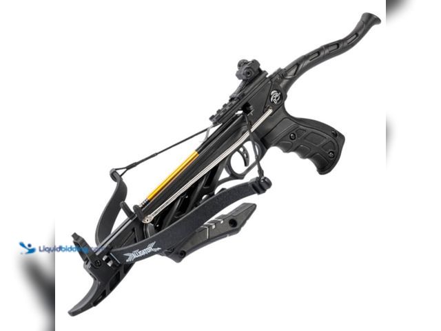 Lot 49-1820409 - Self Cocking 80lb Crossbow Pistol Black with Forearm Grip and 3 Arrow Bolts - NEW - With its new loo...