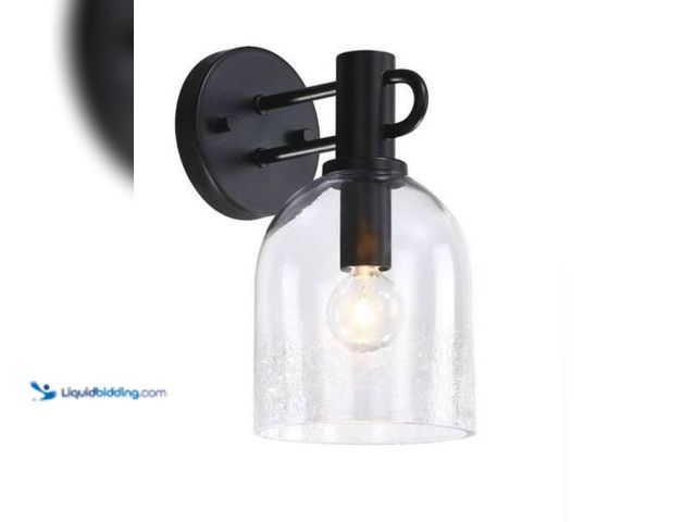 Lot 49-2006196 - Designers Fountain Astra 5.5 in. 1-Light Matte Black Indoor Wall Sconce Light for Bathrooms, Model #...