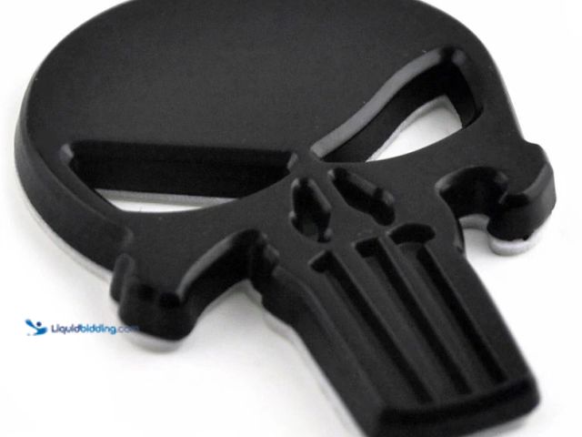 Lot 49-5393305 - Punisher Skull Metal Vehicle Emblem 2.3"T x 1.6"W Black - NEW - These Motorcycle emblems are made of...