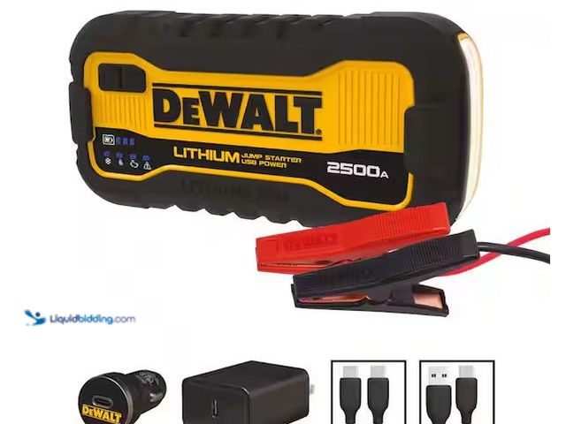 Lot 49-1568708 - DEWALT 2500 Peak Amp Lithium Jump Starter with USB Power Bank Model # DXAELJ25, Unused  Ref#SBS0114
