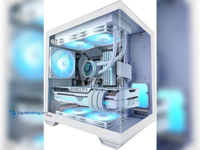 Lot 49-3565088 - Okinos MATX PC Case, Top 240mm Radiator Support, 5 PCIe Slots for Max GPU Cooling, Extra Space for 1...