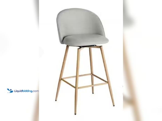 Lot 49-1569267 - Homy Casa Haseeb 26 in. Modern Swivel Upholstered Counter Height Bar Stool with Curved Back Pebble G...