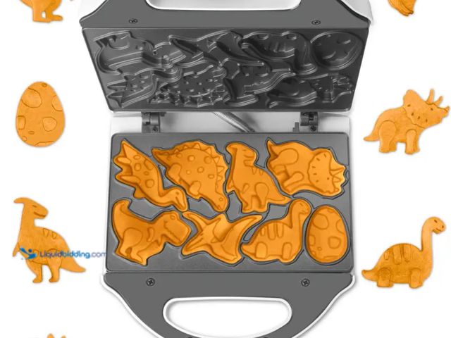 Lot 49-1806746 - Sugarwisk Dinosaur Waffle Maker. Nonstick easy clean surface. New in factory sealed box.