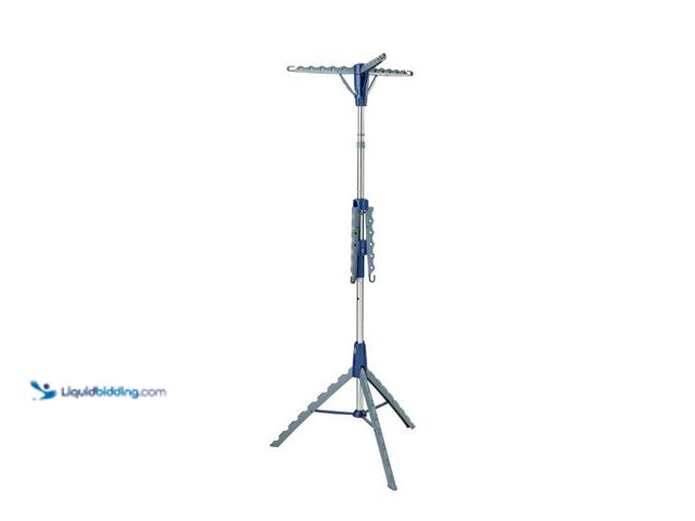 Lot 49-3566936 - Mainstays Space-Saving 2-Tier Steel Tripod Hanging Clothes Drying Rack, Blue/Silver, Unused
