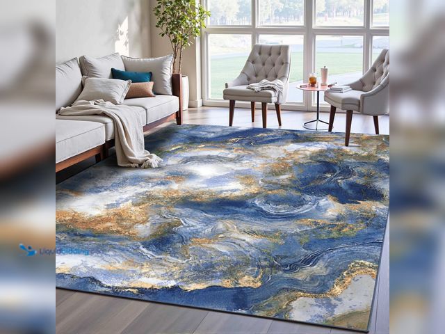 Lot 49-5437692 - Abstract Marble Area Rugs for Living Room, 8x10 Soft Durable Lightweight Low Pile Carpet with Non-Sl...