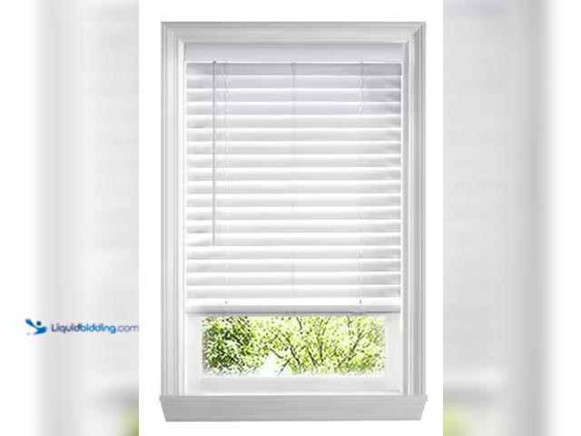 Lot 49-1575940 - Home Decorators Collection White Cordless Faux Wood Blinds for Windows with 2 in. Slats - 40.75 in. ...