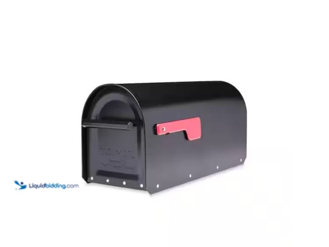 Lot 49-1575738 - Architectural Mailboxes Sequoia Black, Large, Steel, Heavy Duty Post Mount Mailbox, Model # 5560B-R-...