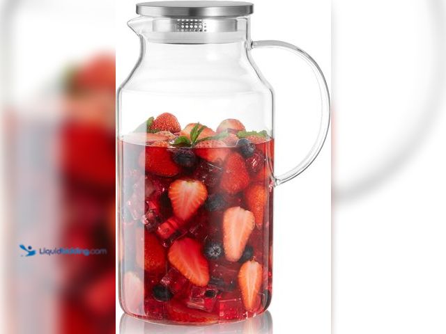 Lot 49-5408419 - 1 Gallon Glass Pitcher with Lid and Spout, Glass Water Carafe for Hot/Cold Water, Large Jug for Iced...
