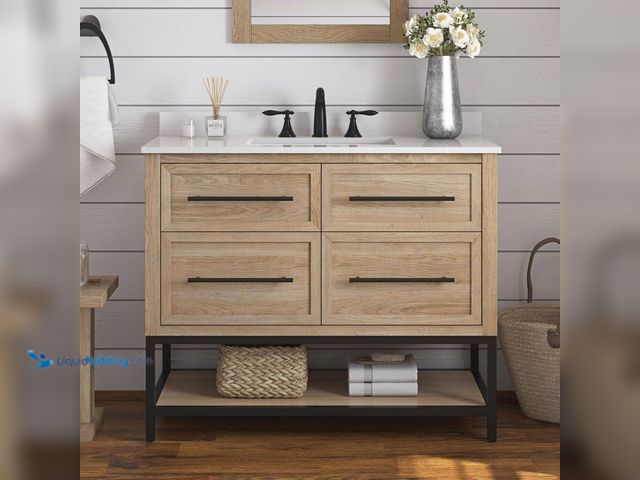Lot 49-5508668 - Home Decorators Collection
Corley 42 in. Single Sink Weathered Tan Bath Vanity with White Engineere...