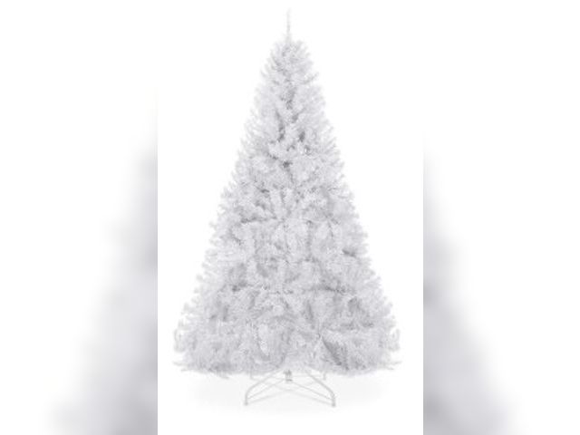 Lot 49-5450620 - Artificial Christmas Pine Tree, white. Pre-lit.