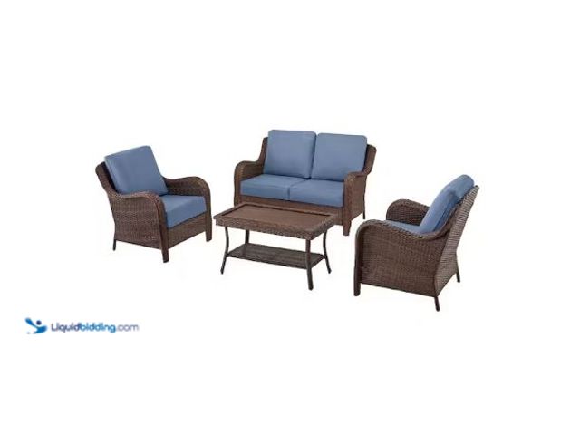 Lot 49-5510947 - Hampton Bay
Newshire 4-Piece Wicker Patio Conversation Set with Lake Cushions Internet # 331111267...
